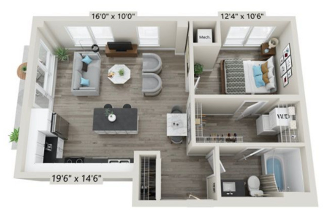1 bed, 1 bath, 686 sqft, $1,745, Unit 101