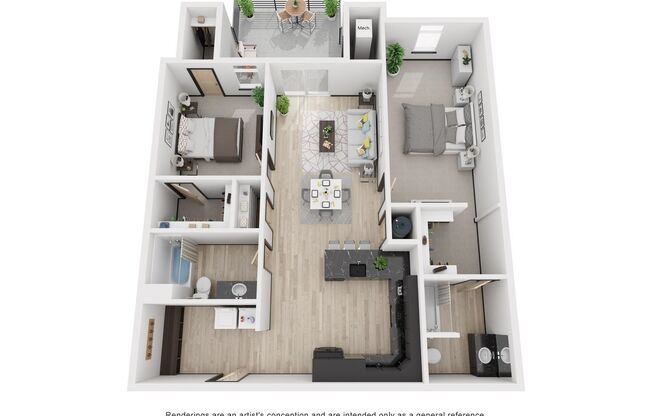 2 beds, 2 baths, 1,200 sqft, $1,725, Unit 105