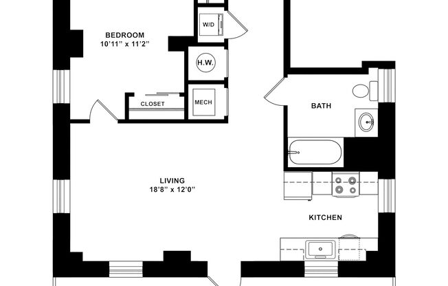 1 bed, 1 bath, 600 sqft, $2,295, Unit T-0701