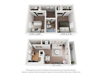 2 beds, 1 bath, 840 sqft, $1,283