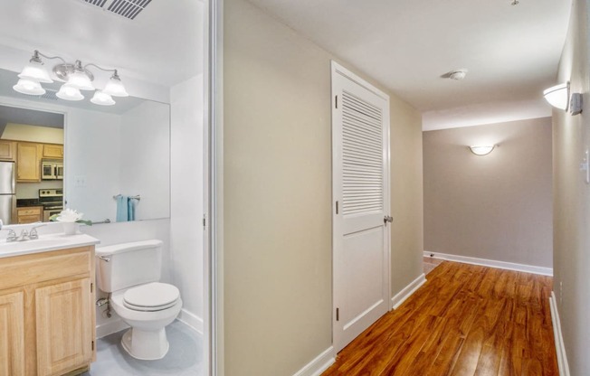 Apartment hall and bathroom entryway at 1633 Q, Washington, DC