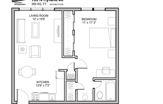 1 bed, 1 bath, 579 sqft, $845, Unit 6