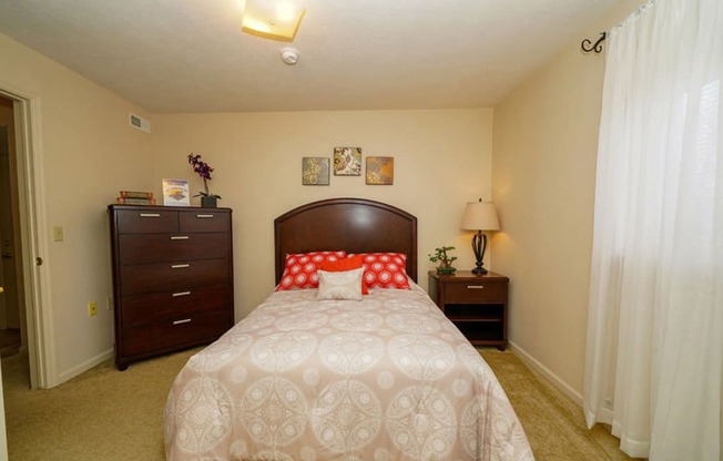 Comfortable Bedroom at Autumn Lakes Apartments and Townhomes, Mishawaka, Indiana