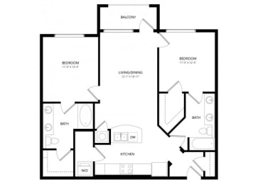 2 beds, 2 baths, 1,016 sqft, $1,615