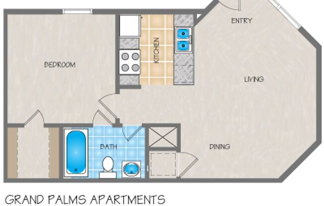 1 bed, 1 bath, 560 sqft, $1,140, Unit 1414