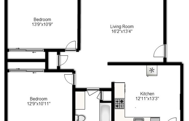 2 beds, 1 bath, 903 sqft, $1,170, Unit K-8