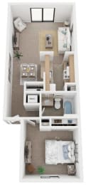 1 bed, 1 bath, 670 sqft, $1,308