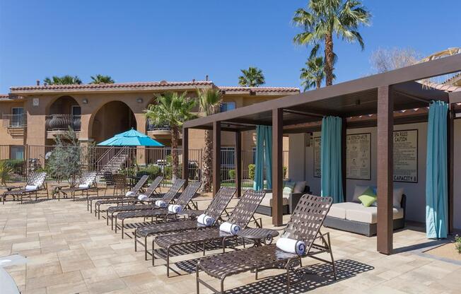 Poolside Relaxing Area at Medici Apartment Homes, Bermuda Dunes, 92203