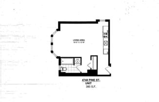 Studio, 1 bath, 380 sqft, $950, Unit 401