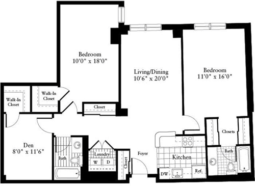 2 beds, 2 baths, 1,275 sqft, $3,520, Unit 0550