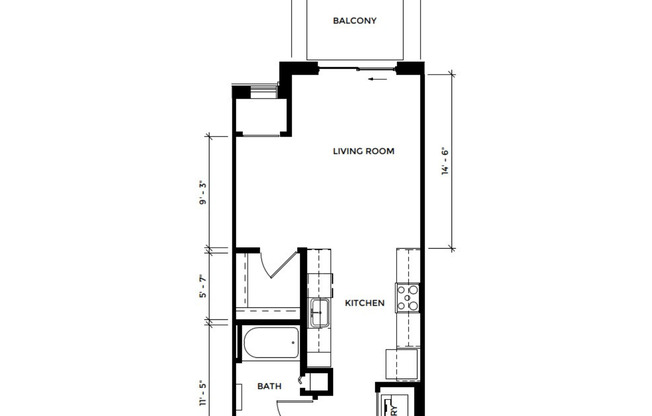 Studio, 1 bath, 538 sqft, $1,485, Unit SC 1408-202