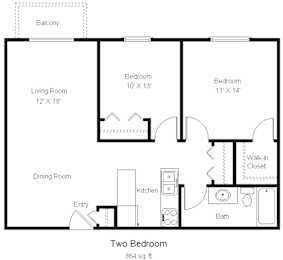 2 beds, 1 bath, 864 sqft, $1,425
