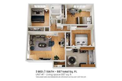 3 beds, 1 bath, $3,550