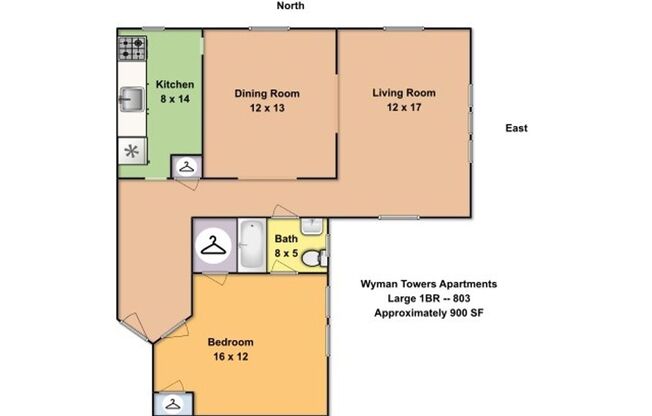 1 bed, 1 bath, 550 sqft, $1,600, Unit 803