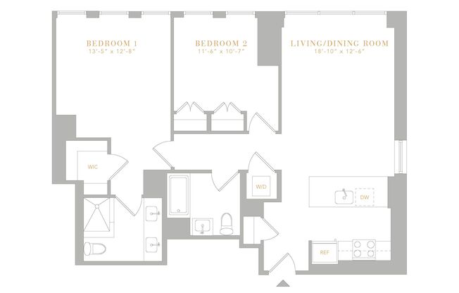 2 beds, 2 baths, 958 sqft, $11,640, Unit 1905