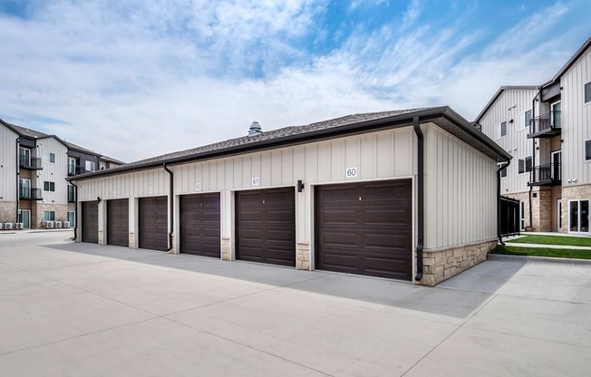 A large garage with the number 60 on it.