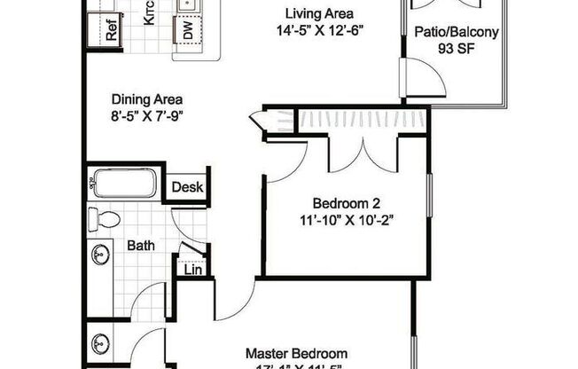 2 beds, 1 bath, 881 sqft, $1,186