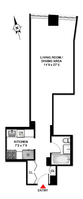 Studio, 1 bath, 550 sqft, $3,995, Unit 1102