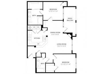 2 beds, 2 baths, 1,039 sqft, $1,750