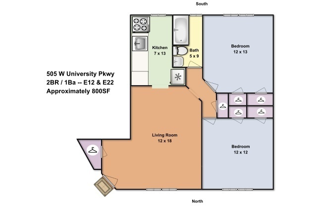2 beds, 1 bath, 800 sqft, $1,650, Unit E12
