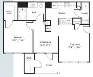 1 bed, 1 bath, 763 sqft, $2,548