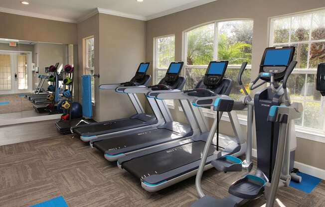 Fitness center with cardio machines