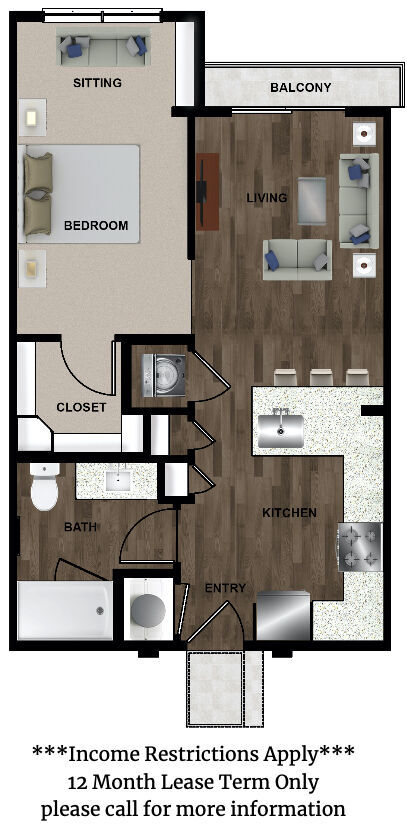 1 bed, 1 bath, 567 sqft, $1,514