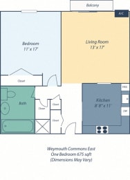  Floor Plan One Bedroom Audubon