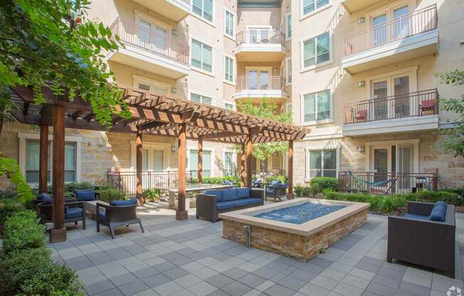 Photo of the courtyard with a overhang