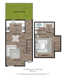 1 bed, 1 bath, 667 sqft, $899