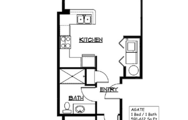 1 bed, 1 bath, 612 sqft, $1,650, Unit 7-301