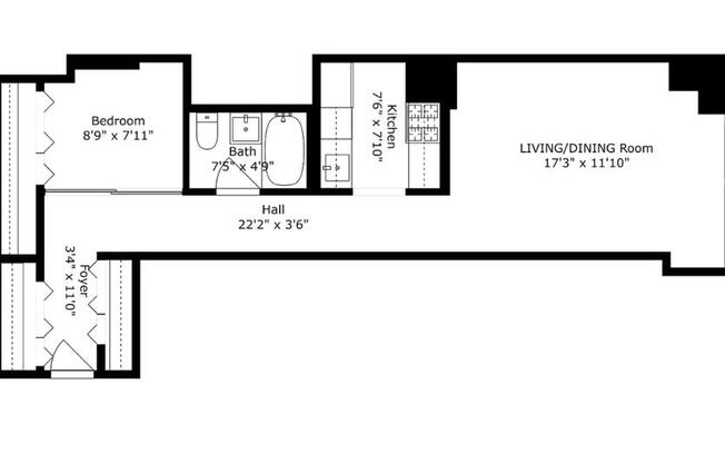 Studio, 1 bath, 630 sqft, $3,750, Unit 1013