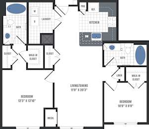 2 beds, 2 baths, 1,030 sqft, $2,394