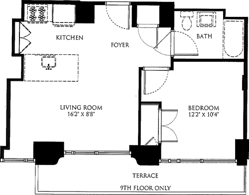 1 bed, 1 bath, 582 sqft, $5,941, Unit 09F