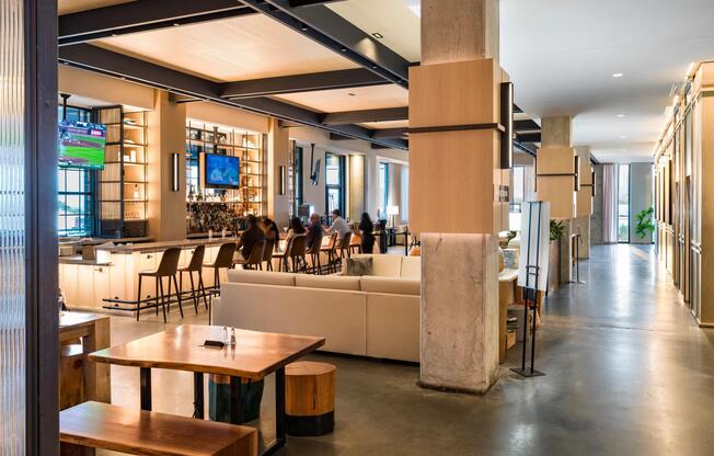 Warm, stylish dining at Drawbar just moments from Modera Westside Trail—an inviting spot to unwind and enjoy Atlanta’s vibrant local scene.