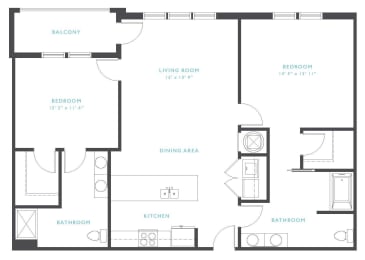 2 beds, 2 baths, 1,264 sqft, $1,963