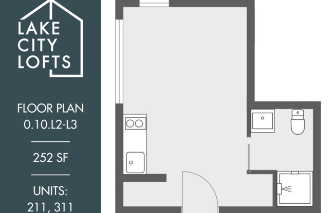 Studio, 1 bath, 252 sqft, $1,125, Unit 311