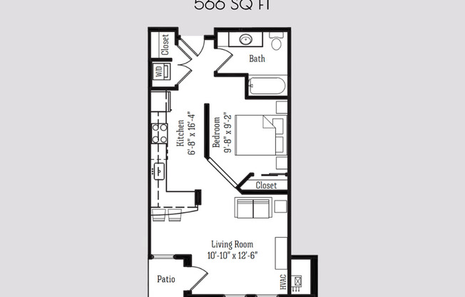 Studio, 1 bath, 566 sqft, $1,600, Unit 8333 Globe Drive - 108