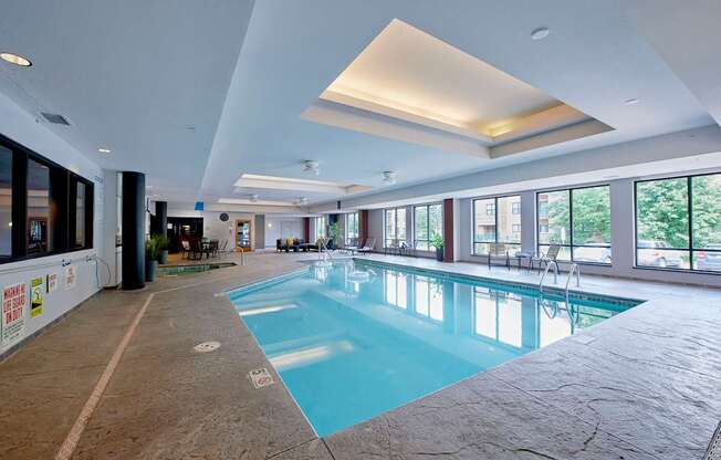 A large indoor swimming pool.
