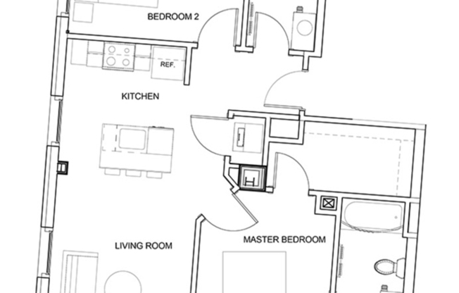 2 beds, 2 baths, 912 sqft, $2,152