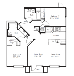 2 beds, 2 baths, 1,174 sqft, $3,296