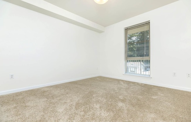 an empty room with a window and carpet  at Delano, Redmond, WA