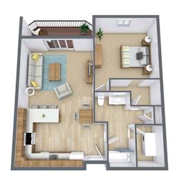 1 bed, 1 bath, 822 sqft, $1,245