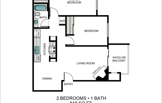 2 beds, 1 bath, 818 sqft, $2,695, Unit 2815-101