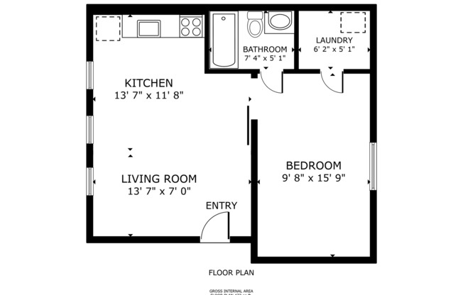 1 bed, 1 bath, 554 sqft, $1,499