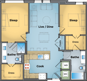 2 beds, 2 baths, 1,033 sqft, $2,535