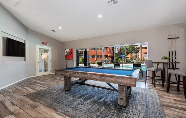 Community game room with pool table