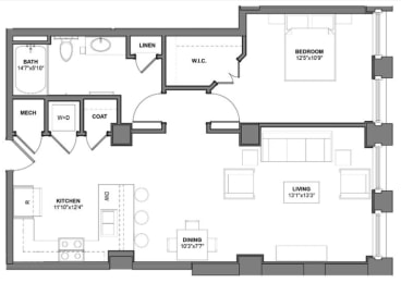 1 bed, 1 bath, 871 sqft, $1,195