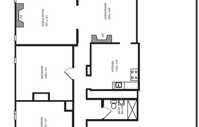 2 beds, 1 bath, 1,100 sqft, $1,444, Unit 5