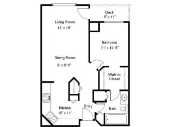 1 bed, 1 bath, 833 sqft, $1,555